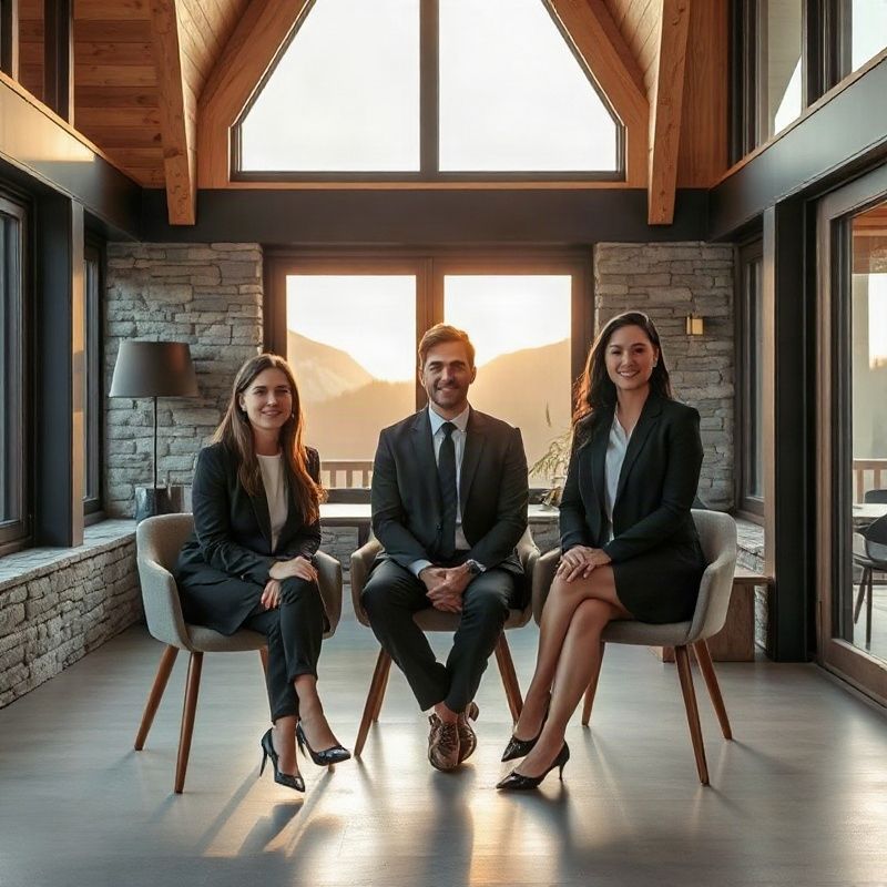 Small advisory team of three in a minimal-luxe Maribor office
